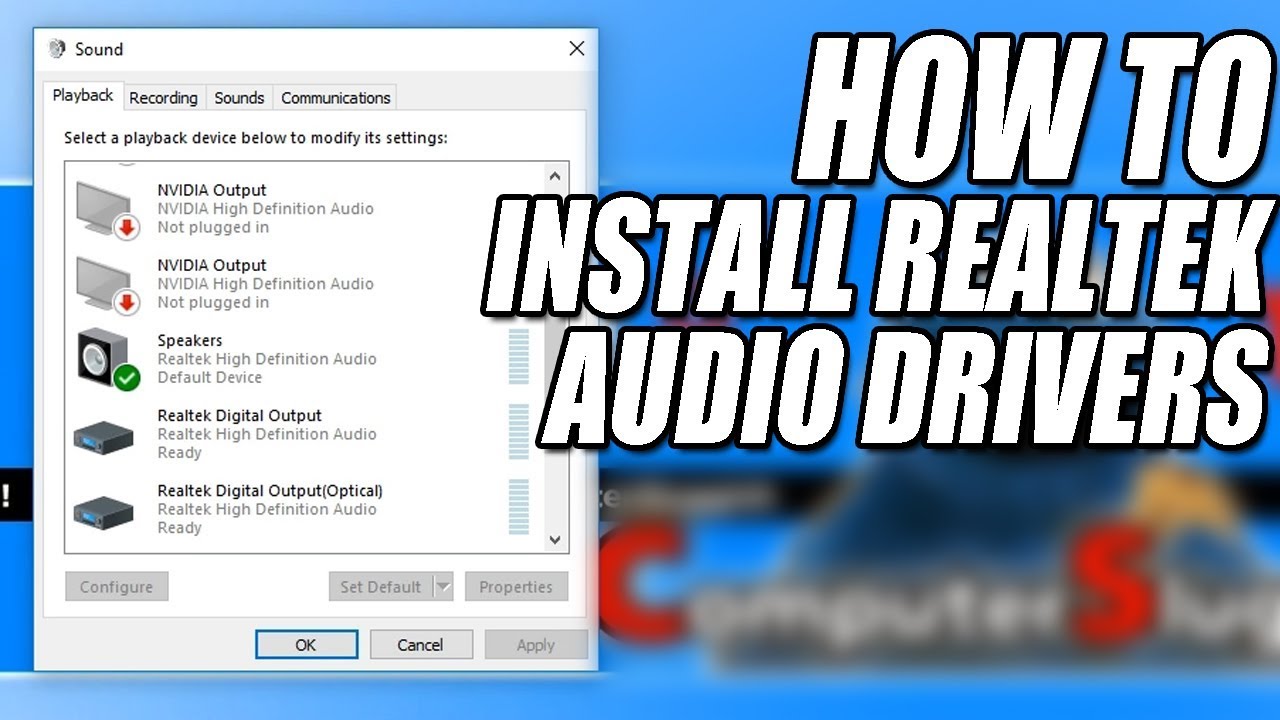 installing realtek audio driver windows 7
